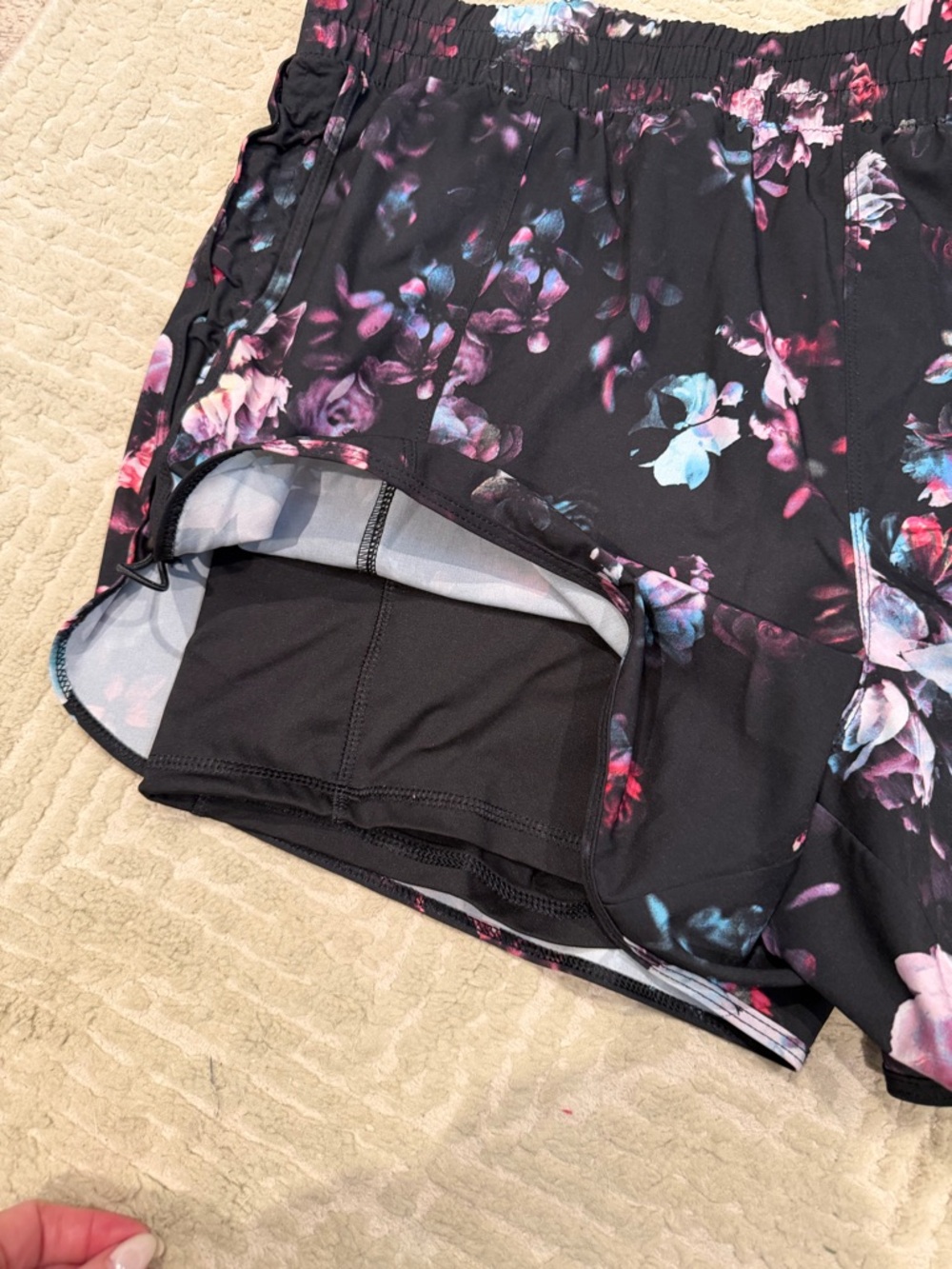 Avia Black Floral Athletic Shorts XL. 0055 - Picture 2 of 2